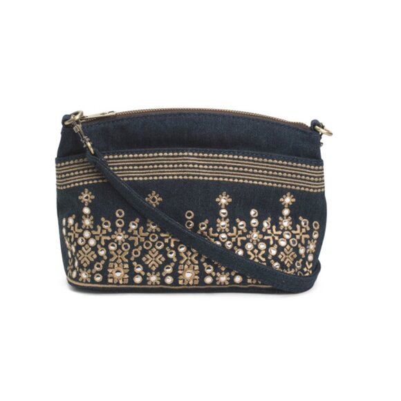 PATRICIA NASH BLUE MULTI Arlee Denim Embellished Crossbody - Picture 1 of 2